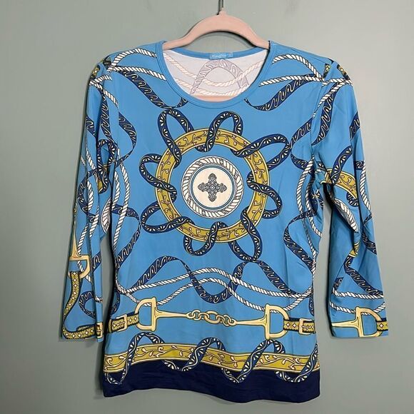 J. McLaughlin Printed Horsebit Top - Picture 1 of 9